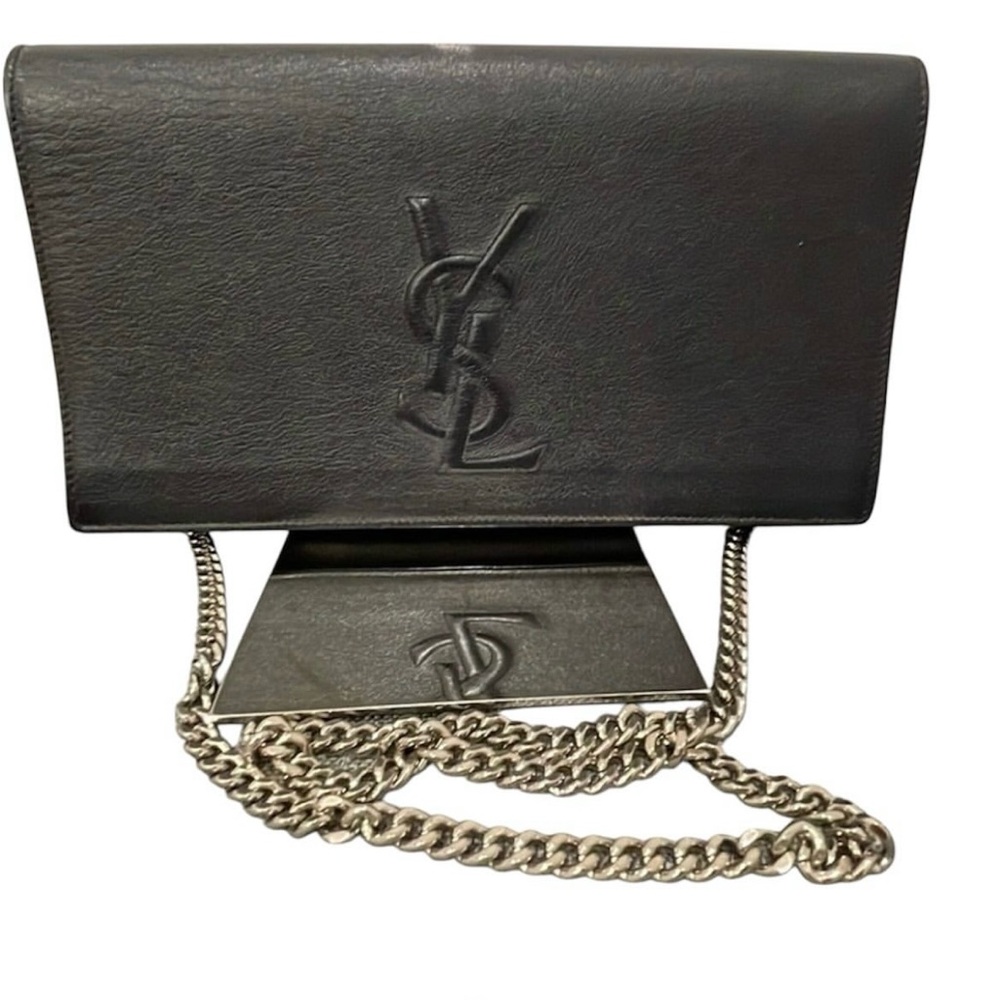YSL 2 way Navy Leather Chain Bag